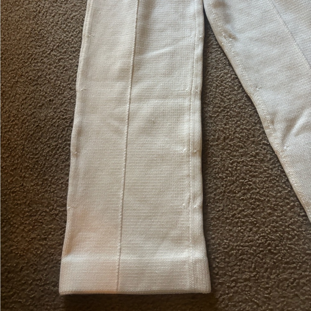 Fendi Women Knitted Trousers Size 2 White Wide Leg Pants Heavyweight - Picture 2 of 9